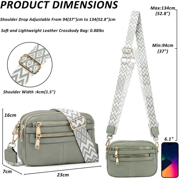 Crossbody Bag Vegan Leather Multi-Pocket Shoulder Purse for Travel and Daily Use - Picture 2 of 7